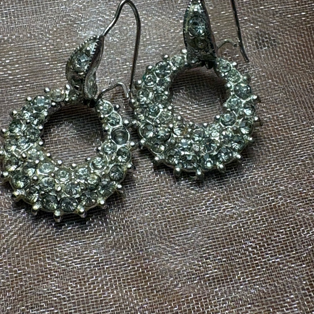 Crystal Pave Circle Drop Earrings - Silver Tone Bogoff brand